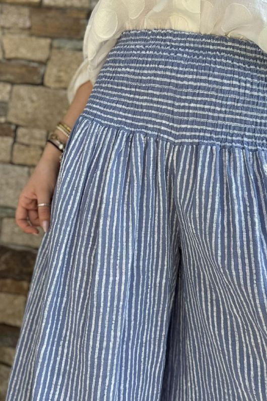 Marina Chalk Stripe Palazzo Pant Denim 